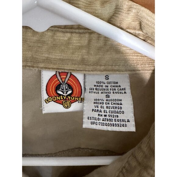 Vtg 90s Looney Tunes Corduroy Small Button Down Long Sleeve Shirt Embroidered - Picture 5 of 7